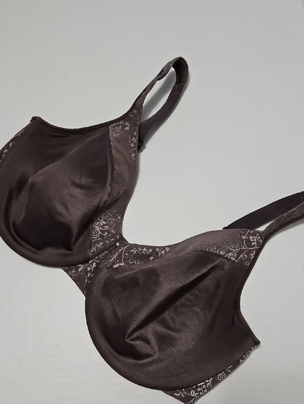 Bali Brown Full Coverage Lined Underwire Bra with Floral Jacquard Size 38DD